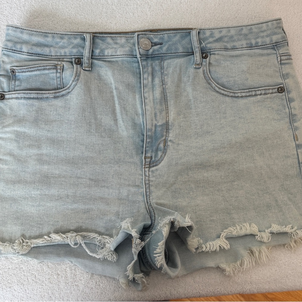 American Eagle Outfitters Light Blue Frayed Jean Shorts